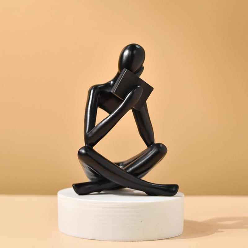 LINZHEN Style-B Black, Creative Abstract Thinker Bookend for Home Aesthetic, Study, and Wine Cabinet – Stylish Shelf Decor Accent and Thoughtful Gift for Living Room, Bar, or Coffee Shop - Image 2
